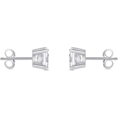 1/2 Ct Princess Cut Diamond Stud Earrings 14k White Gold Screw Back Basket For Women's Wear Gifting Jewellery